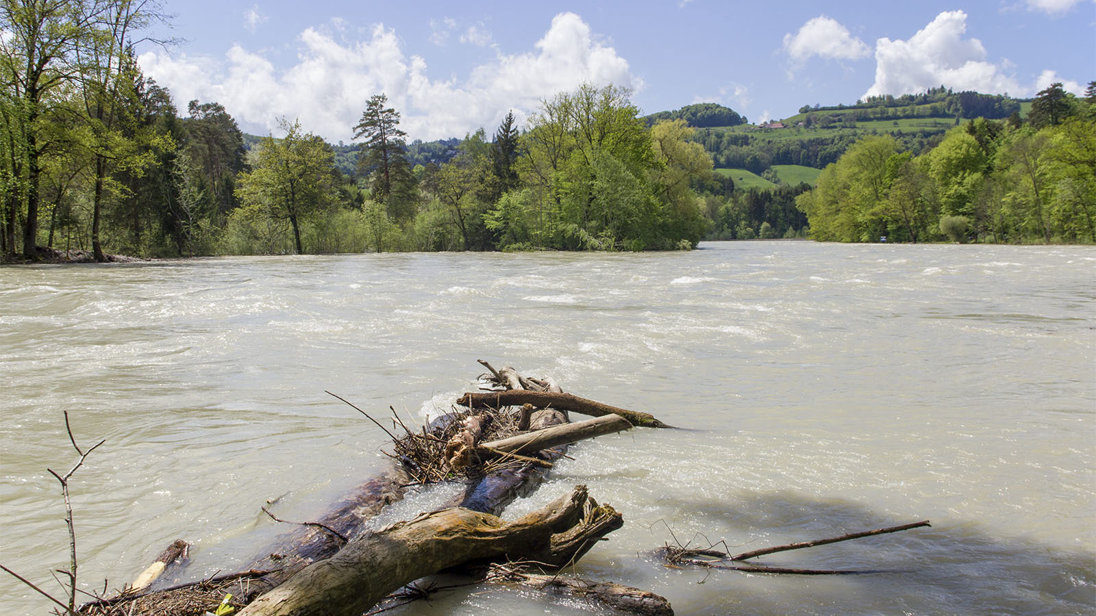 Bei Hochwasser liefert der Thunersee oft noch während Tagen enorme Wassermengen an die Aare. Schönes Wetter ist also kein Garant für gute Fahrverhältnisse